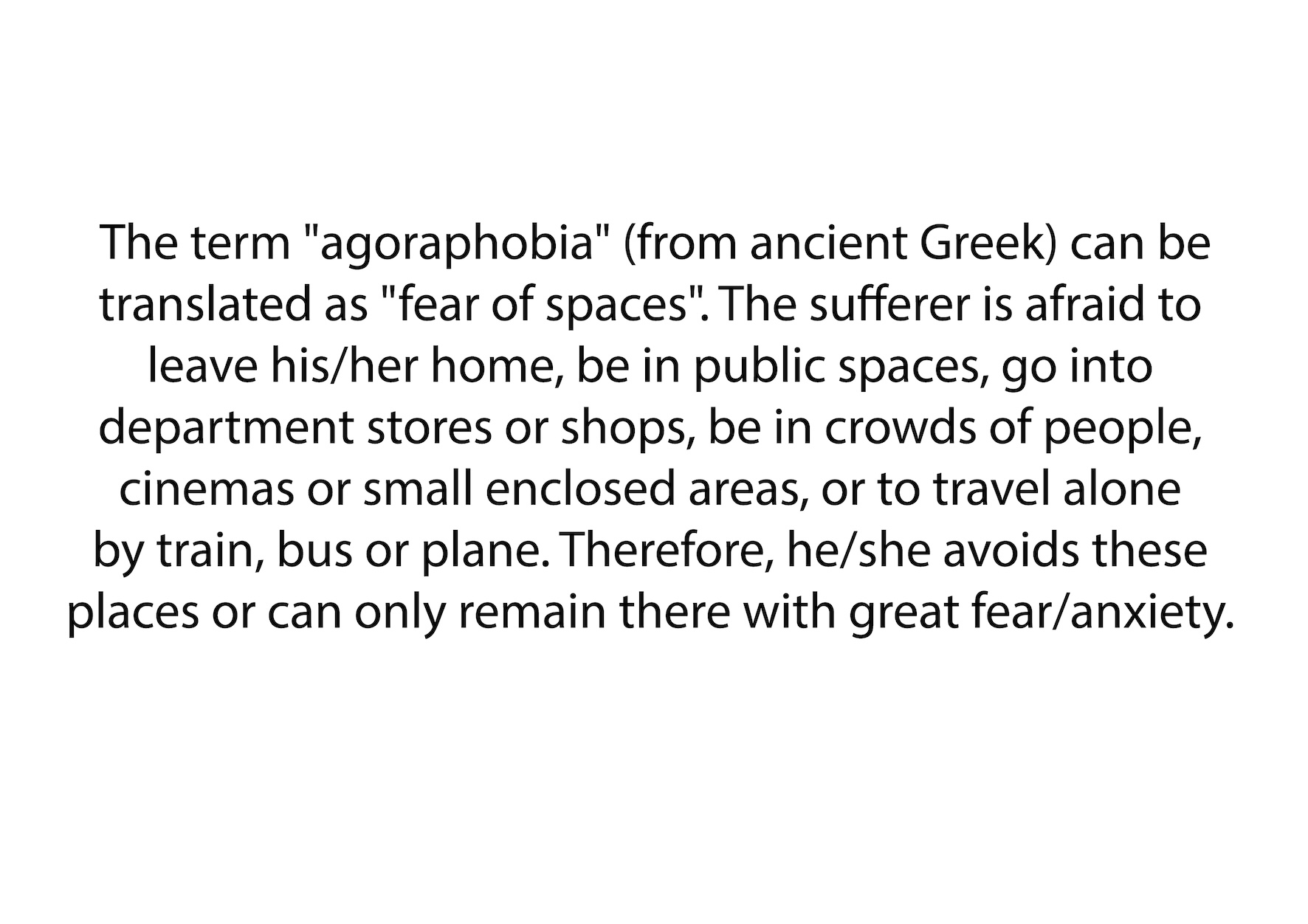 The Agoraphobia Project — Project Description