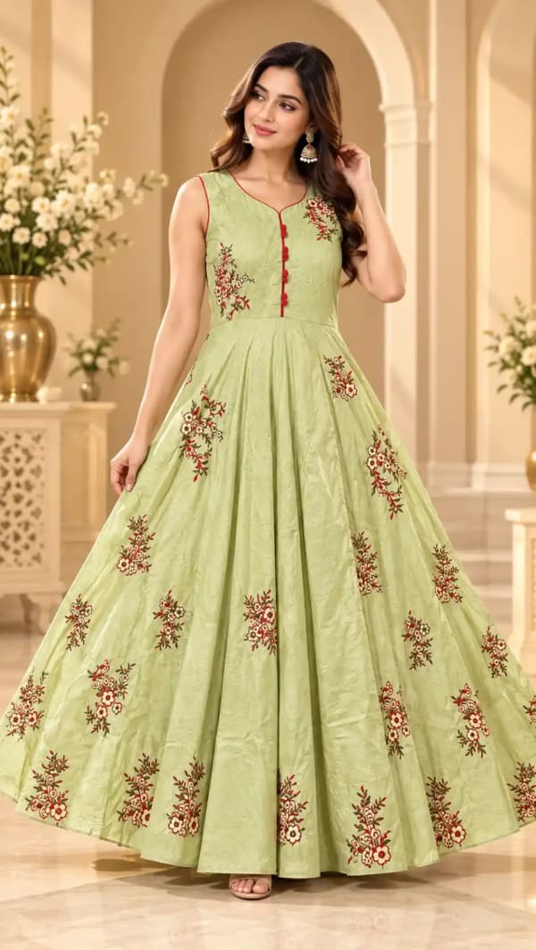 Elegant pastel green floor-length gown — Gown