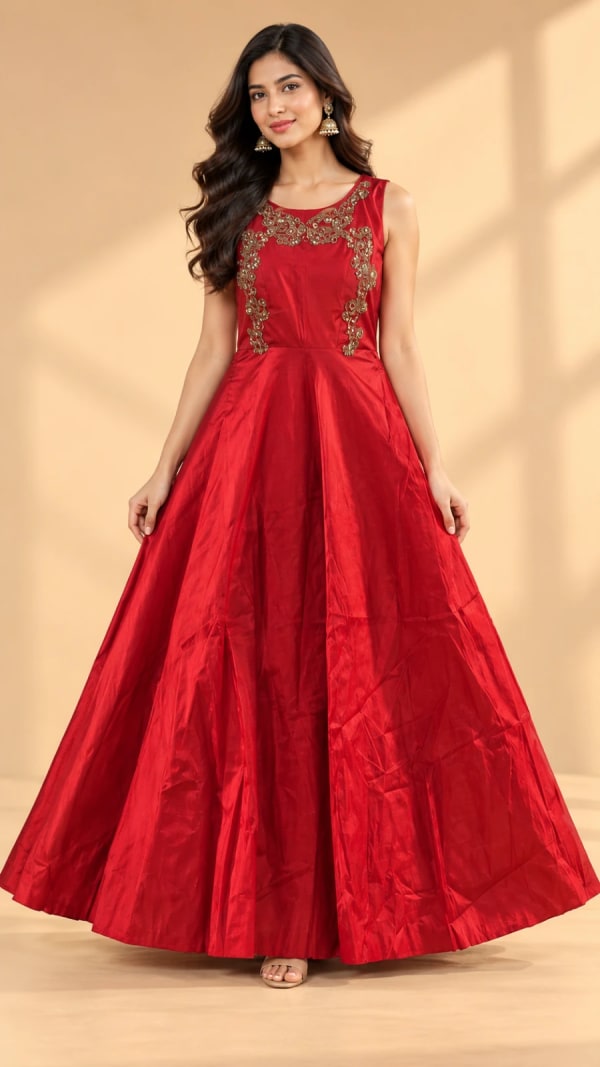 Elegant red floor-length gown — Gown