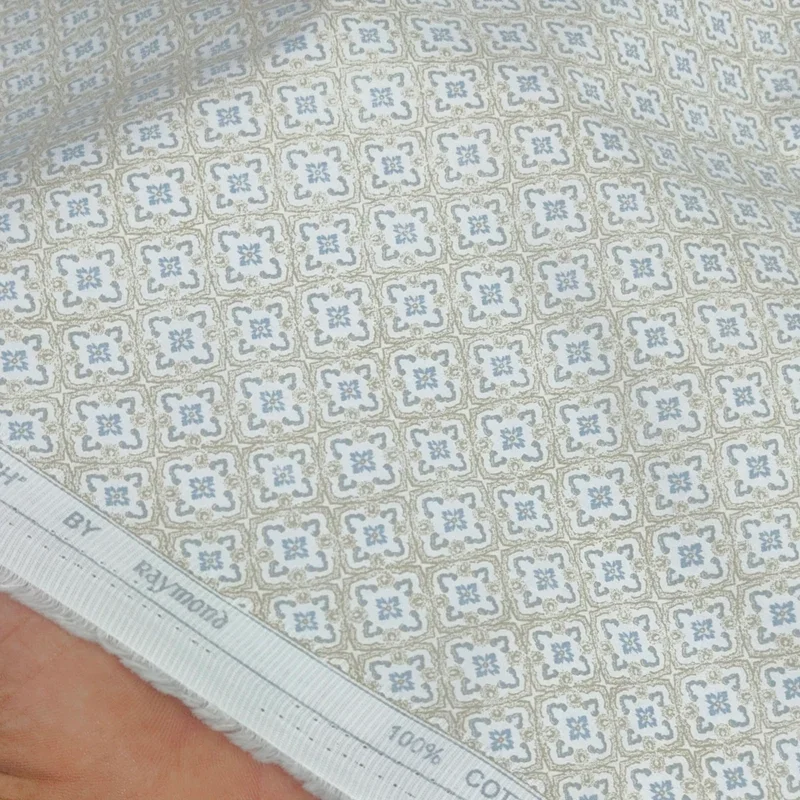 SHIRT FABRIC RAYMOND 100% GIZA COTTON PRINT COLOUR DESERT BROWN