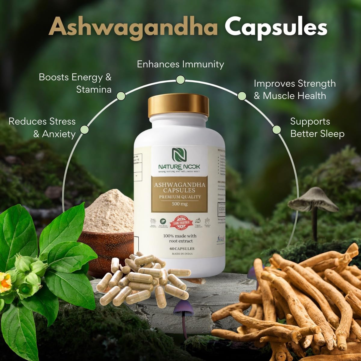 Ashwagandha Capsules (500mg) thumbnail 2