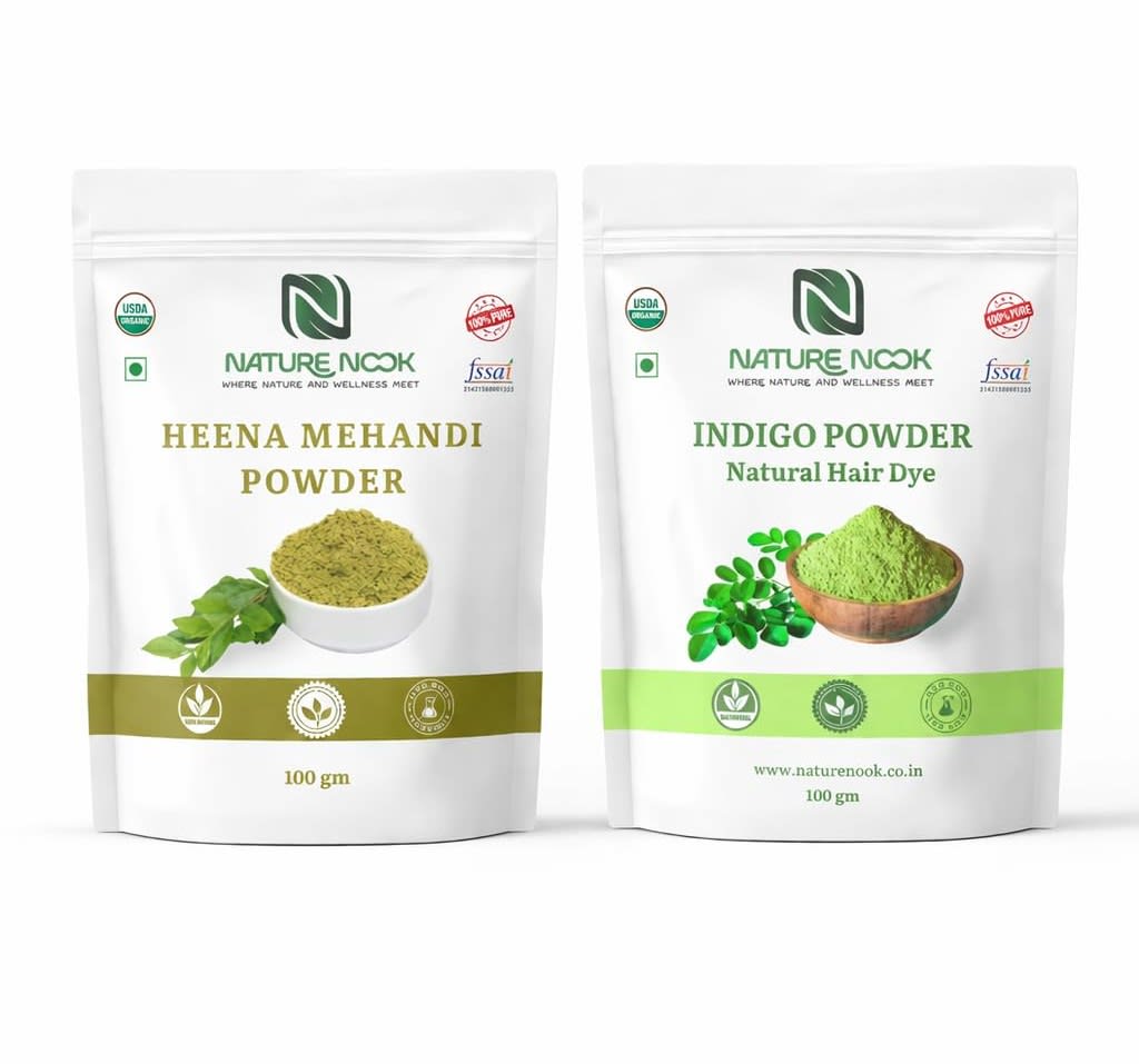 Henna Mehndi and Indigo Powder Combo for Natural Hair Coloring