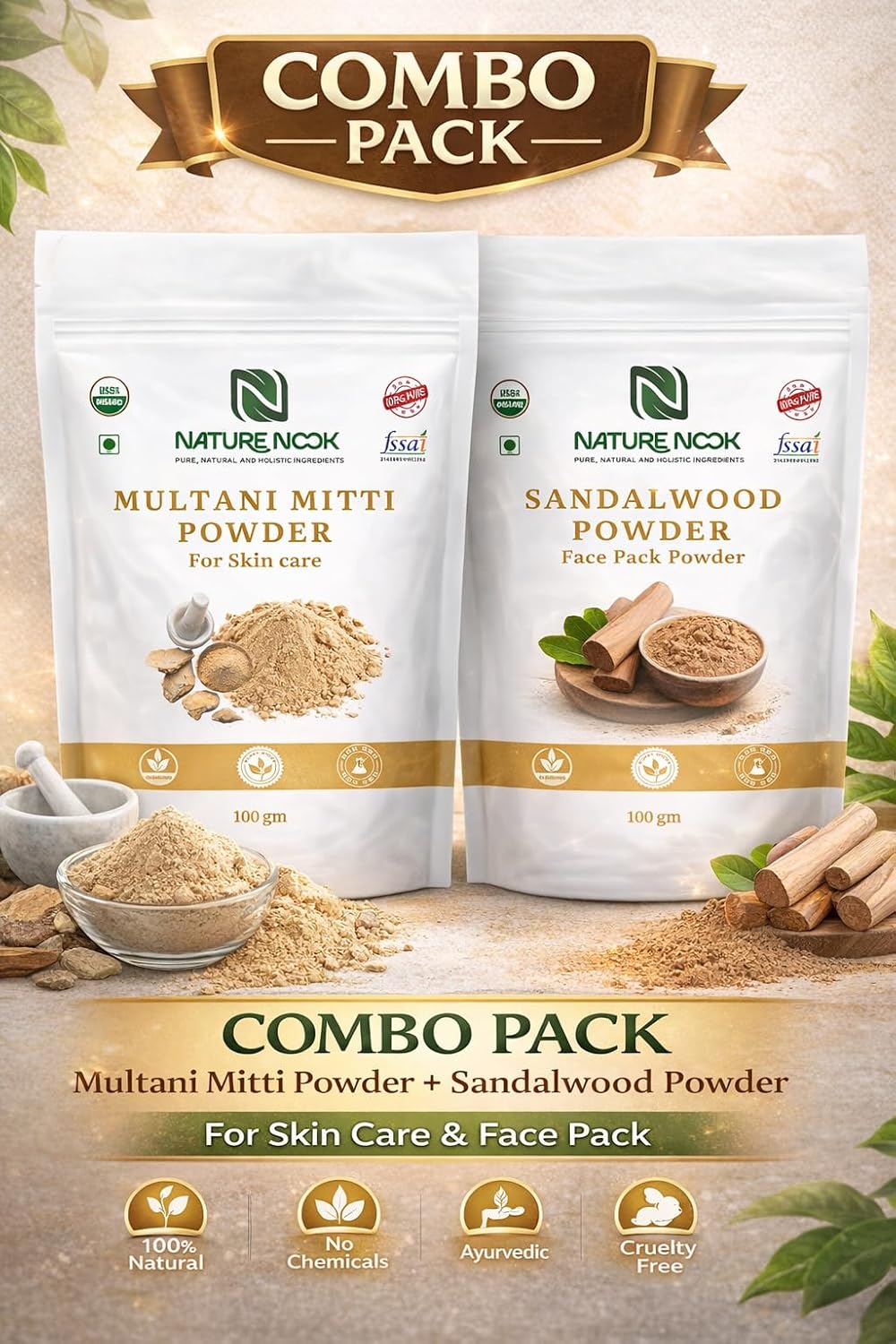 Multani Mitti and Sandalwood Powder Combo for Skin Care thumbnail 2