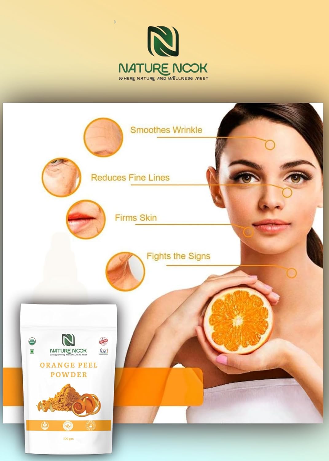 Orange Peel Powder 100 Gm for Skin and Face Care thumbnail 3