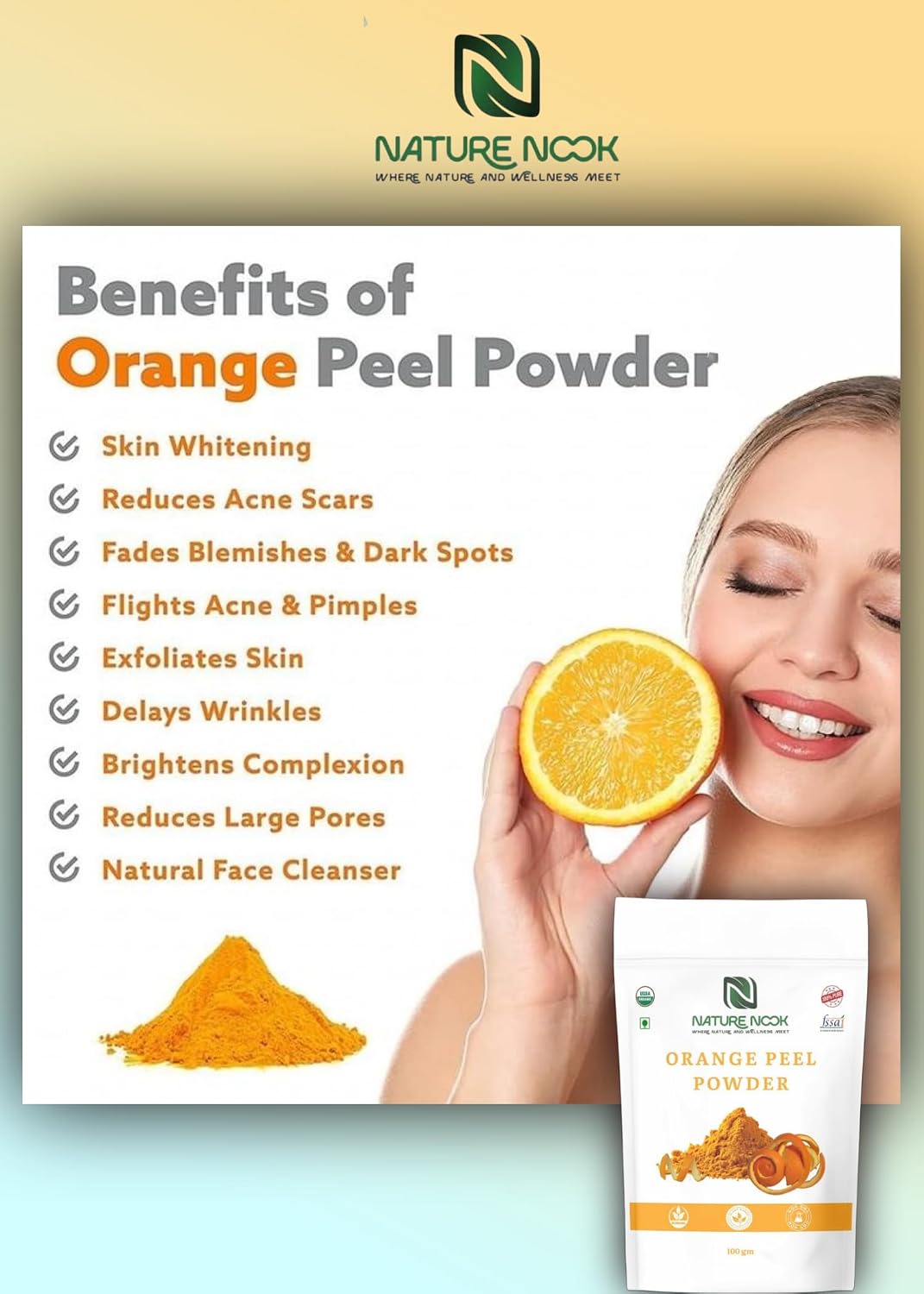 Orange Peel Powder -200 Gm for Skin and Face Care thumbnail 3