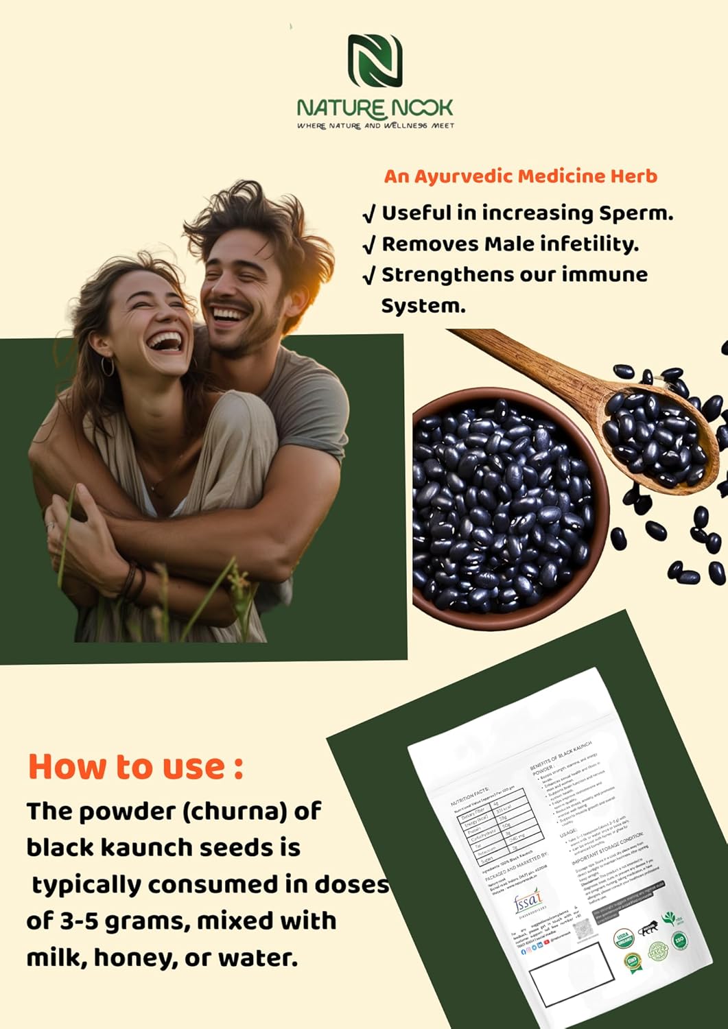 Organic Black Kaunch Beej Powder (100g) thumbnail 3