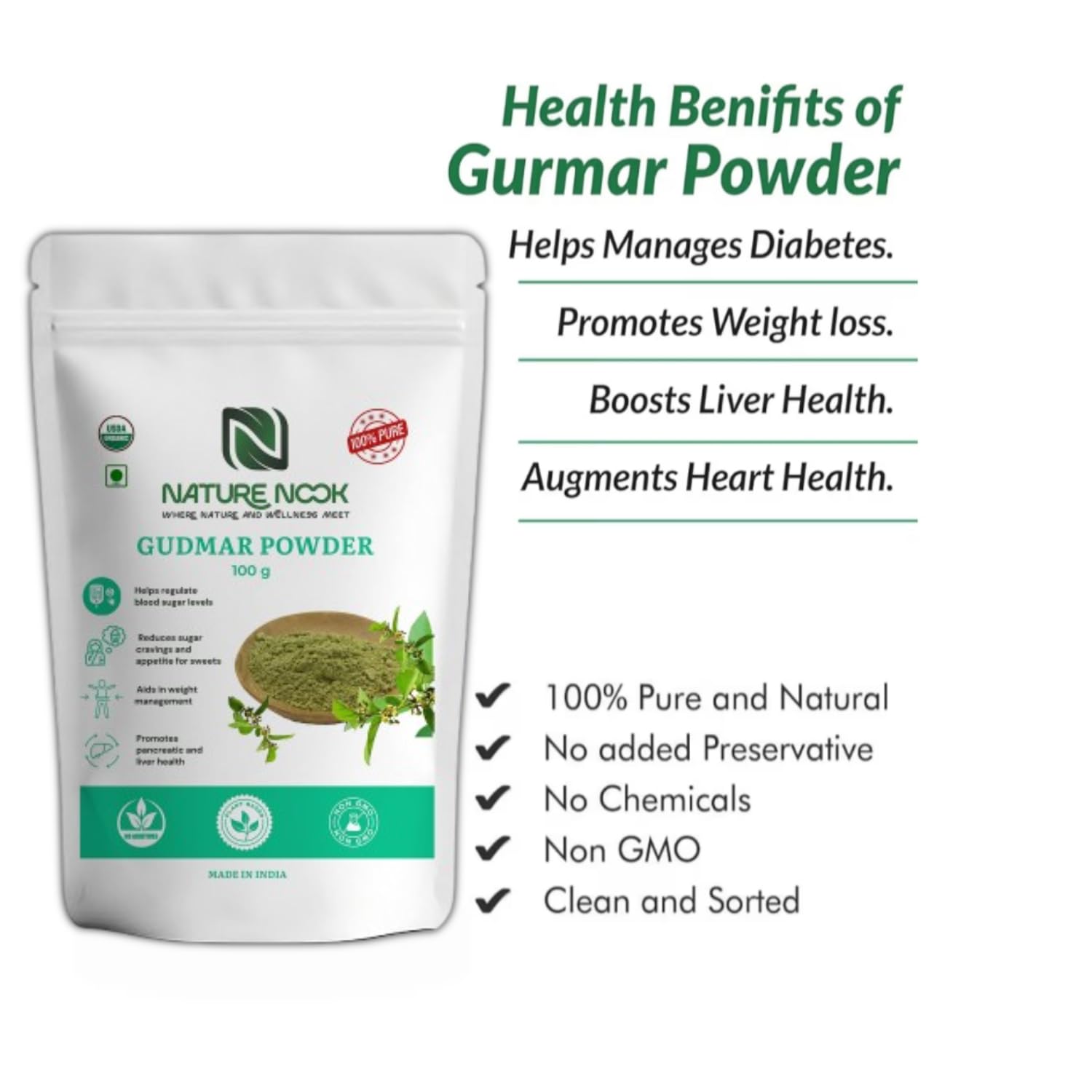 Organic Gudmar Powder (100g) thumbnail 3