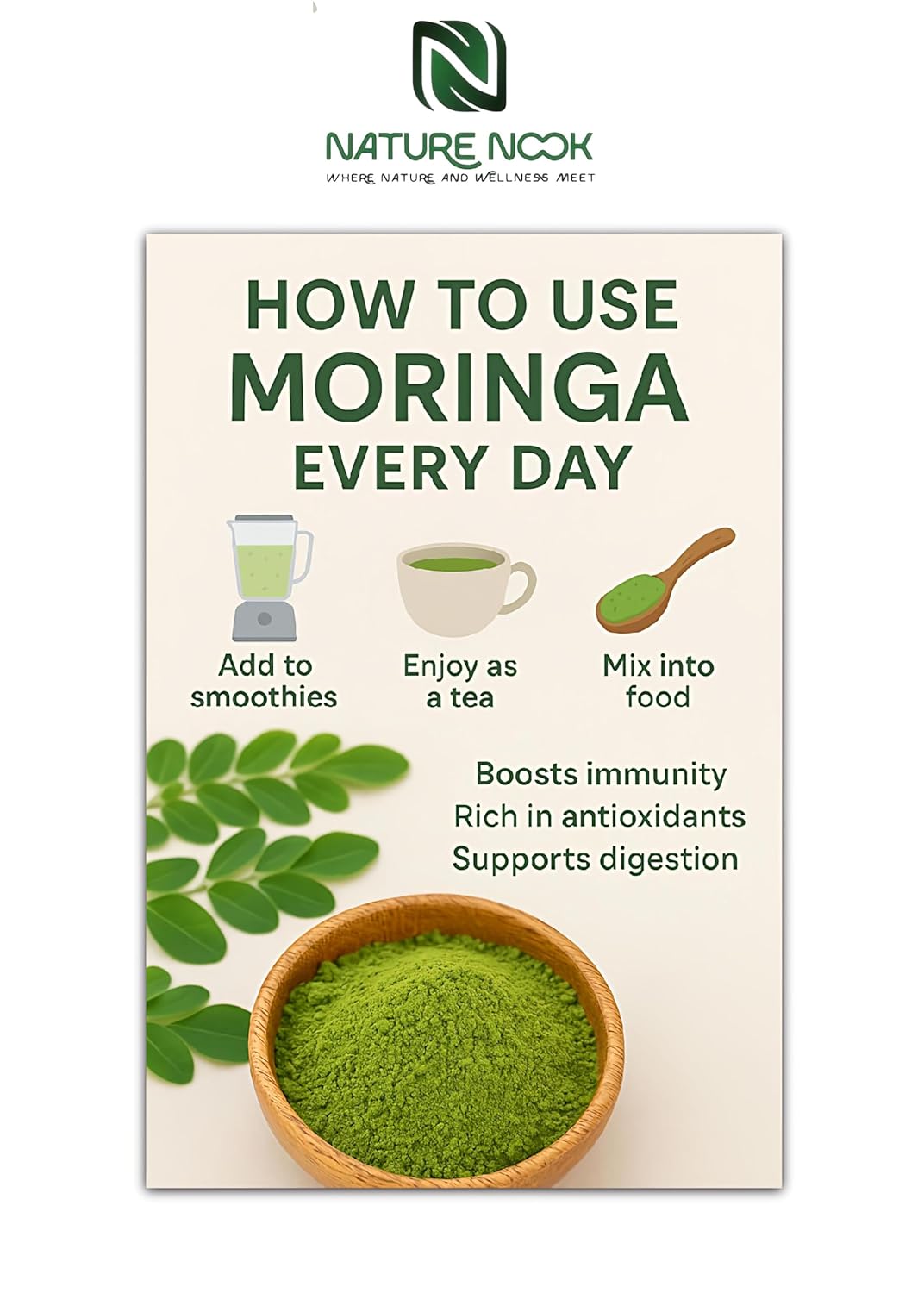 Organic Moringa Leaf Powder (100g) thumbnail 3