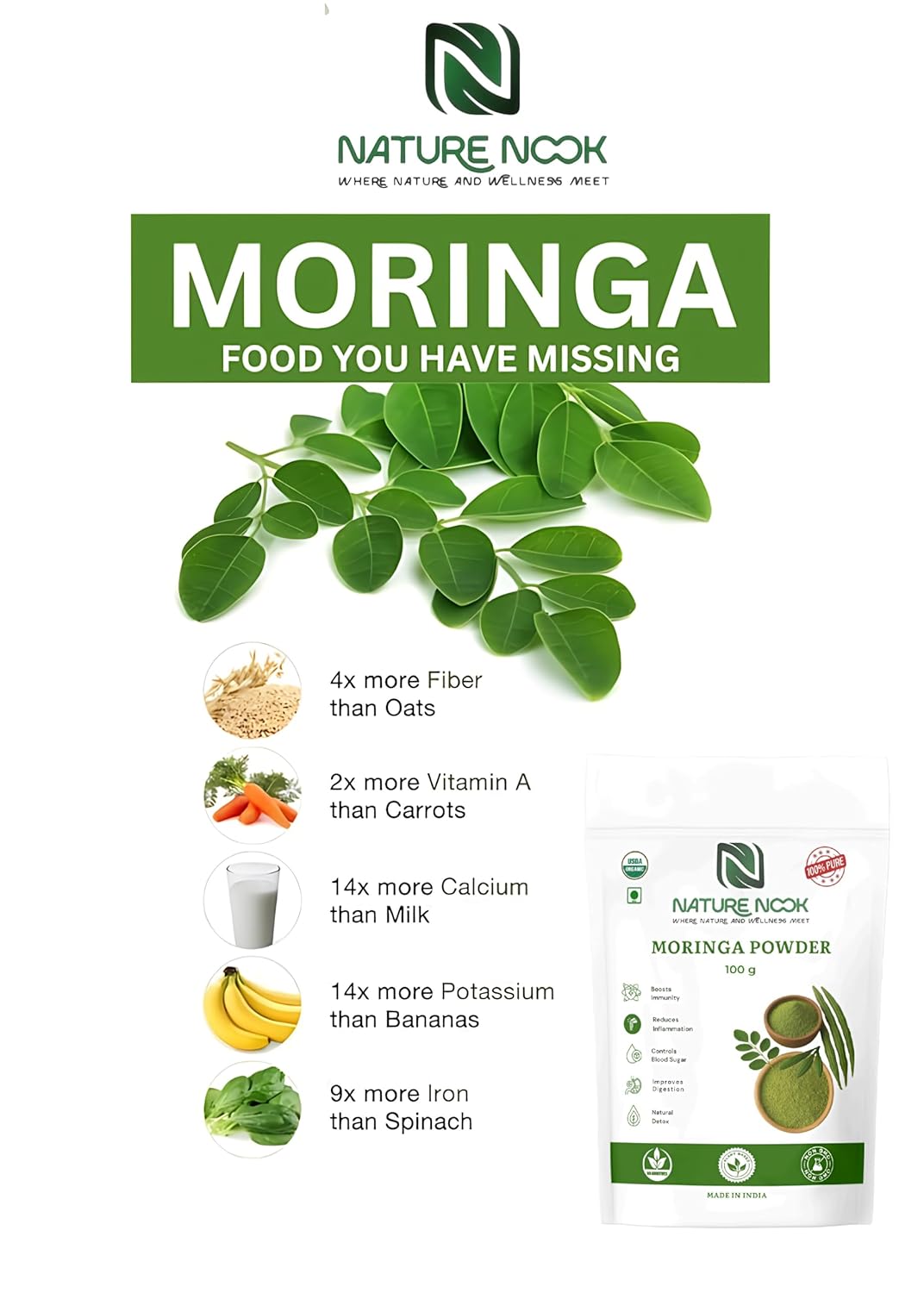 Organic Moringa Leaf Powder (250g) thumbnail 3