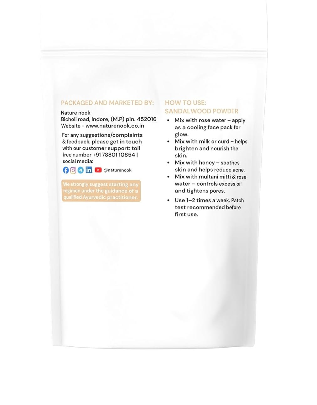 Organic Sandalwood Face Pack Powder for Glowing Skin (200g) thumbnail 2