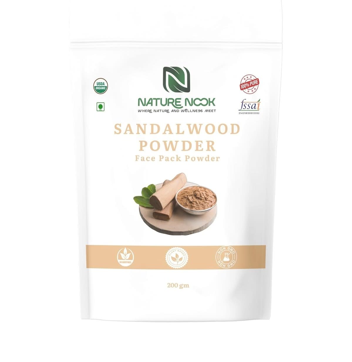Organic Sandalwood Face Pack Powder for Glowing Skin