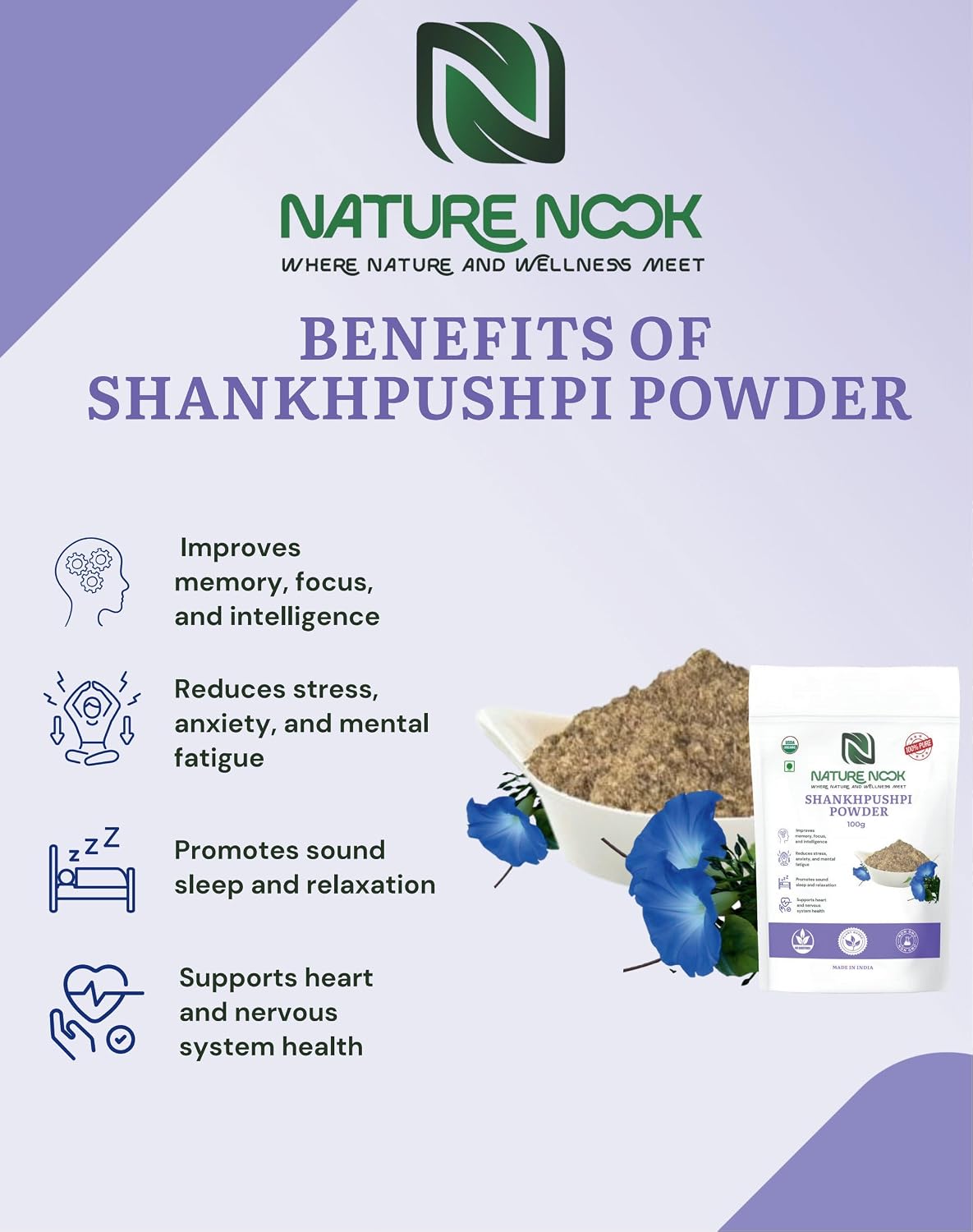 Organic Shankhpushpi Powder (100g) thumbnail 3