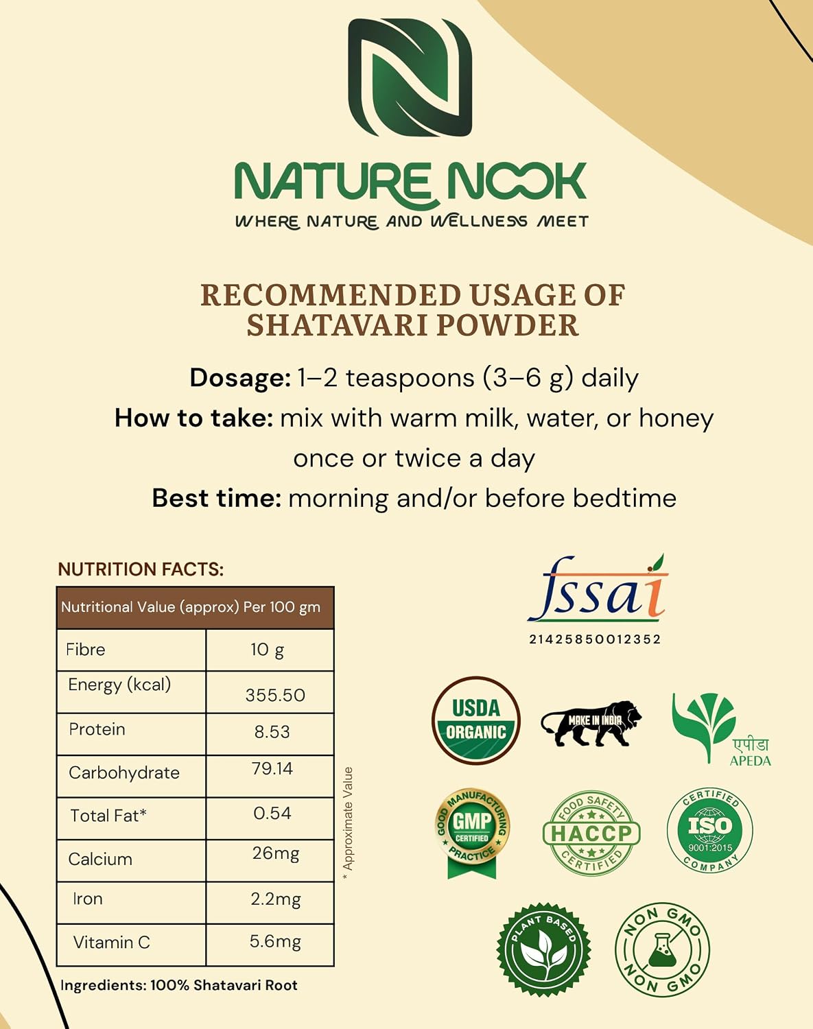 Organic Shatavari Powder (250g) thumbnail 3
