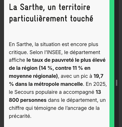 Un exemple de mauvaise lisibilité d'un article à cause du manque des espace insécables