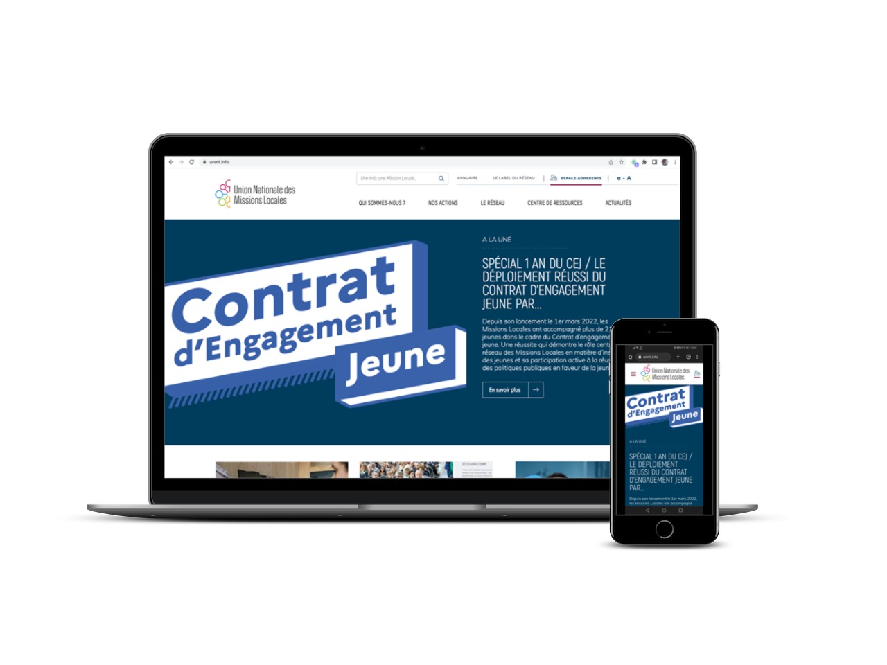 Screenshot desktop et mobile du nouveau site web de l'UNML