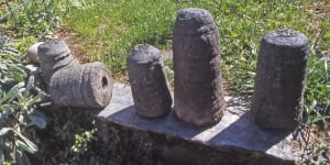 3. Scarti di lavorazione in cloritoscisto granatifero a grana grossa provenienti da antica officina in Valmeriana (Pontey).