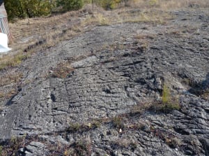 8. Vollein. Sul blocco maggiore, levigato dall’antico ghiacciaio, si riconoscono incisioni rupestri meandriformi e a coppella.