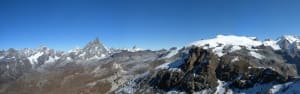 20-a - Du sommet de la Roisette, vue panoramique de la série de charriages entre Mont Rose et Cervin.