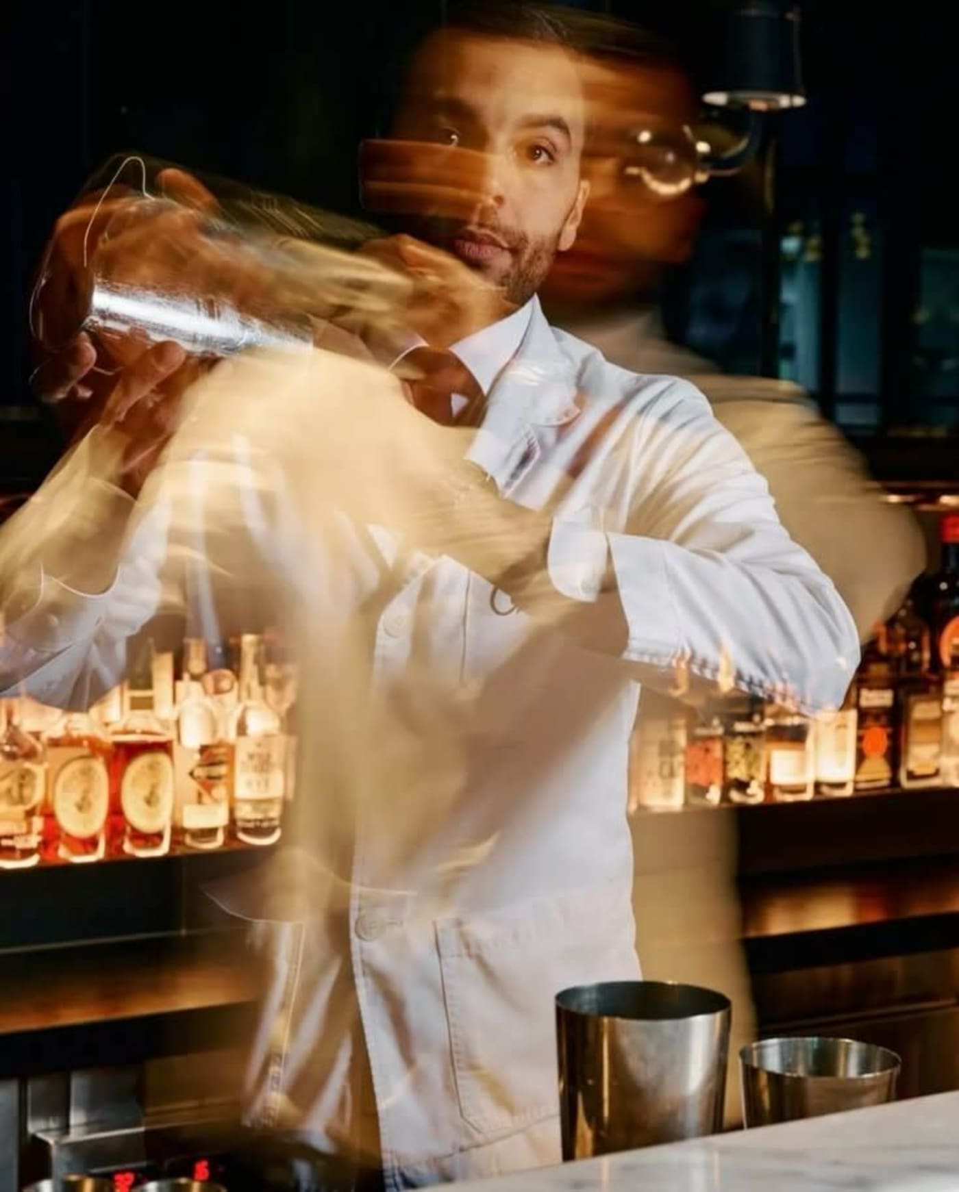 Tableside cocktail service by candlelight