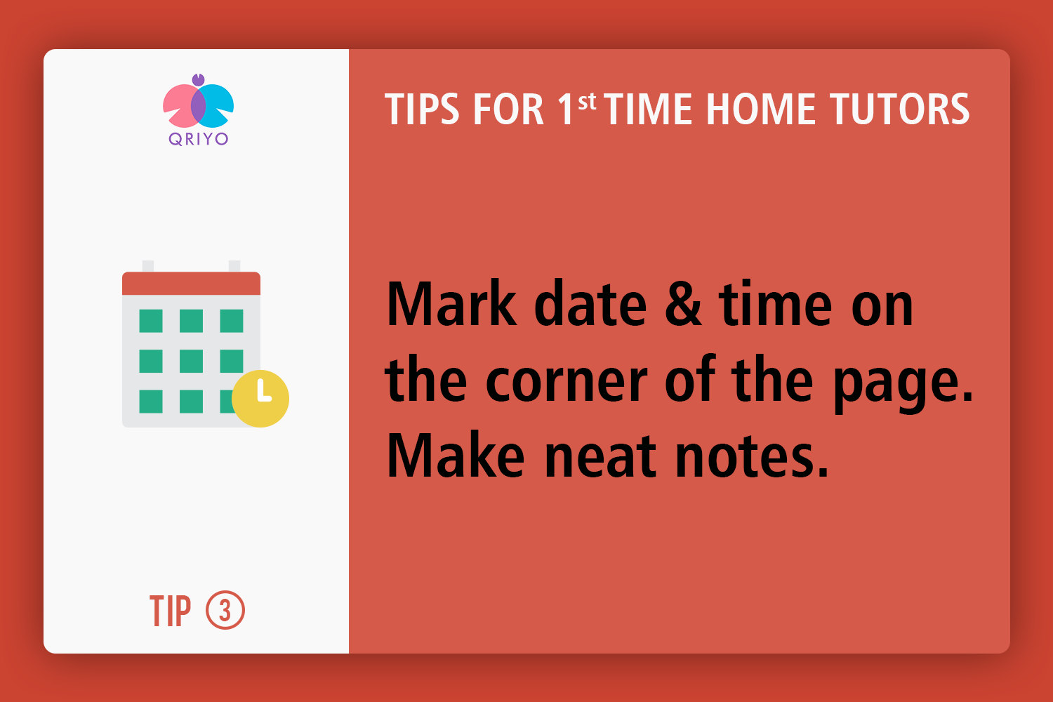 Mark proper date and time on the notebook.