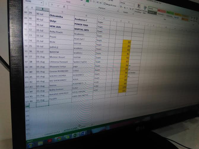 The Qriyo excel sheet