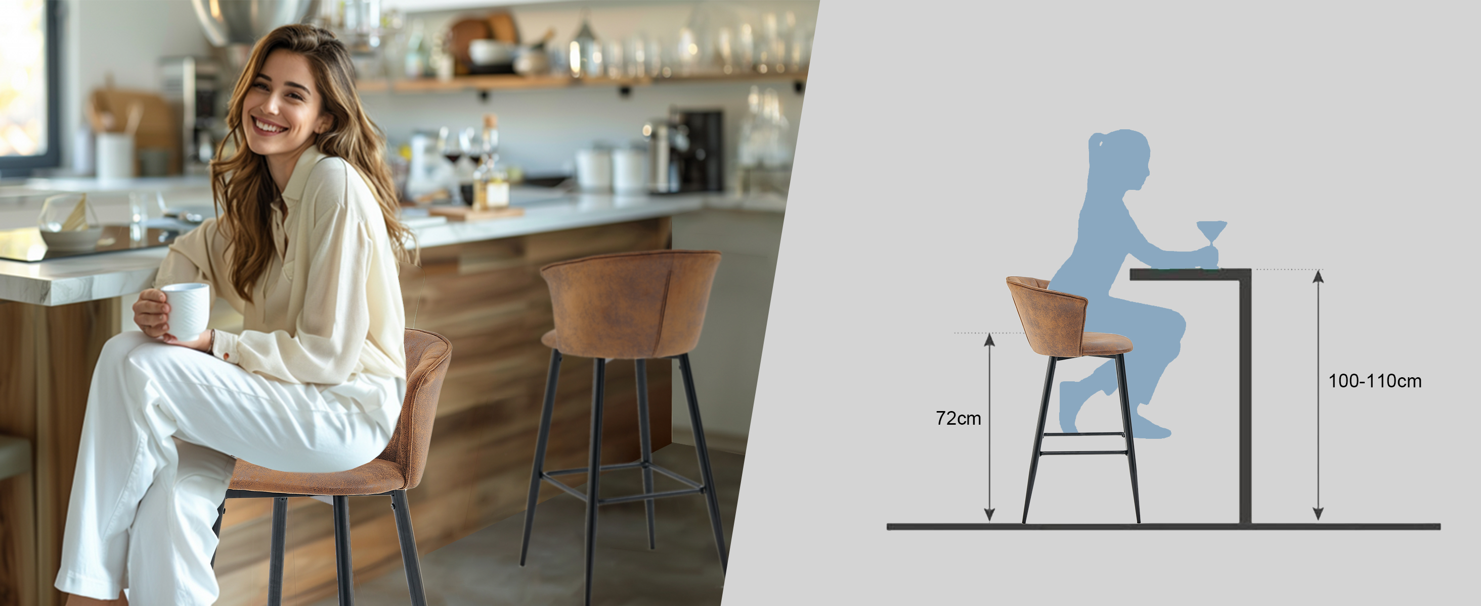 Dimensions du tabouret de bar DONCIC