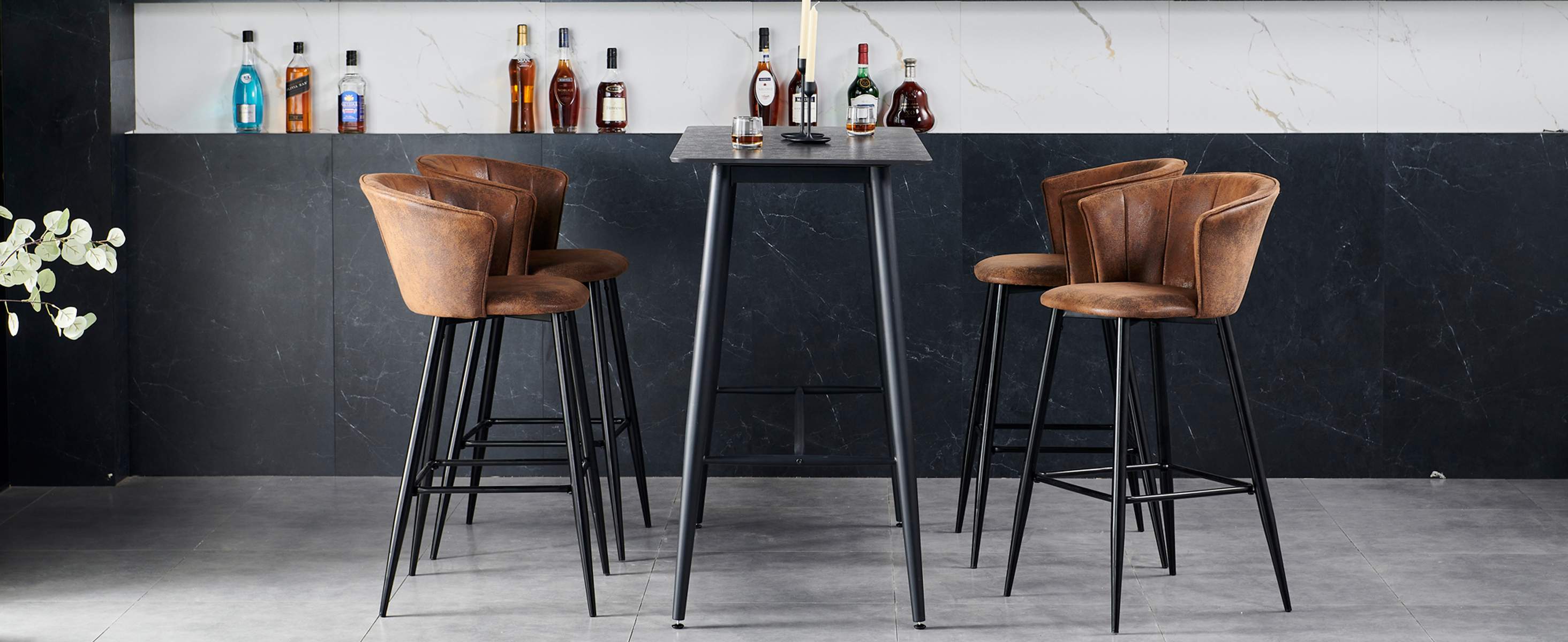 Tabouret DONCIC avec dossier ergonomique et assise en suédine