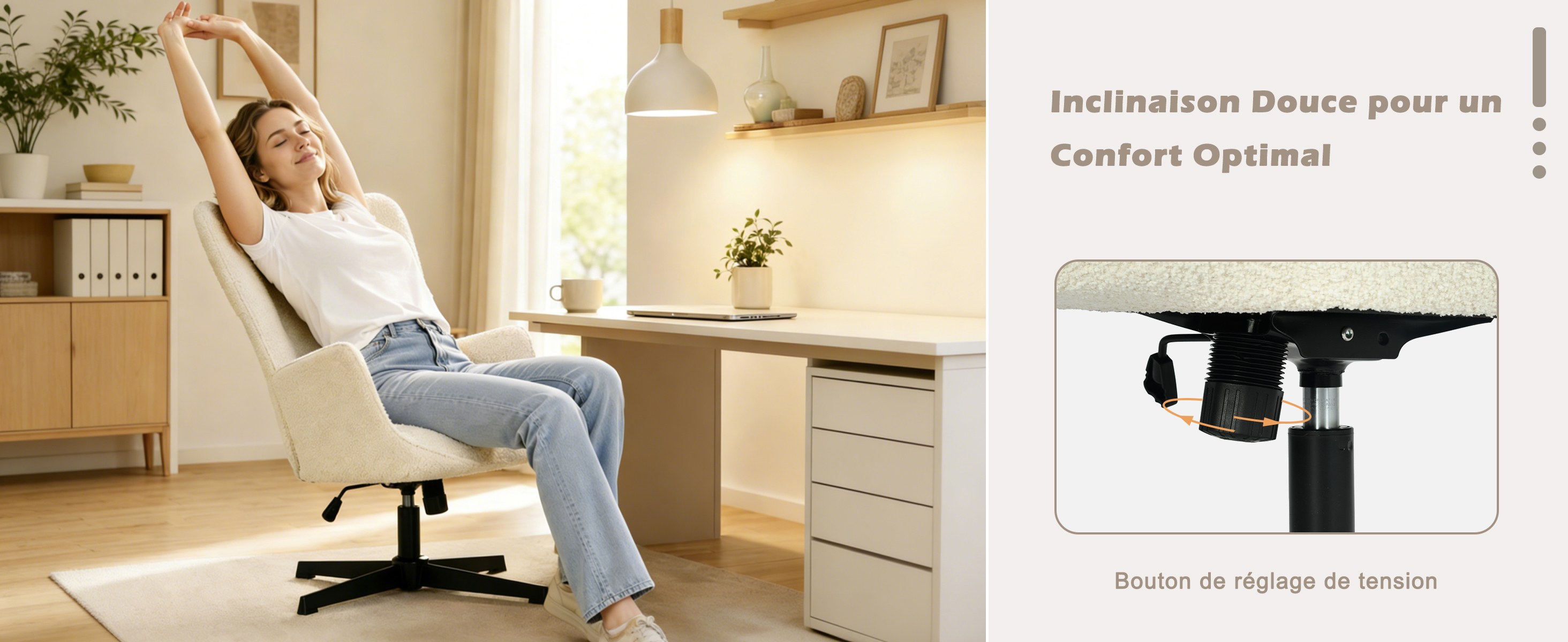 Dossier inclinable à 15 degrés fauteuil relax