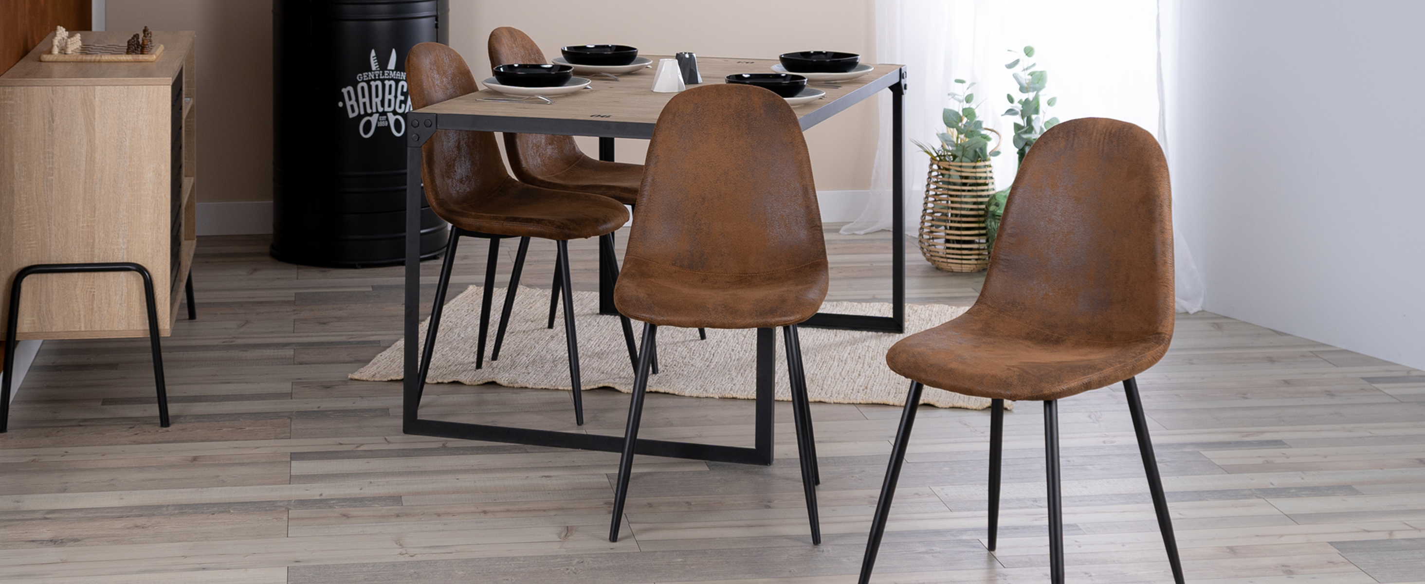 Lot de 4 chaises industrielles en suédine MEUBLES COSY