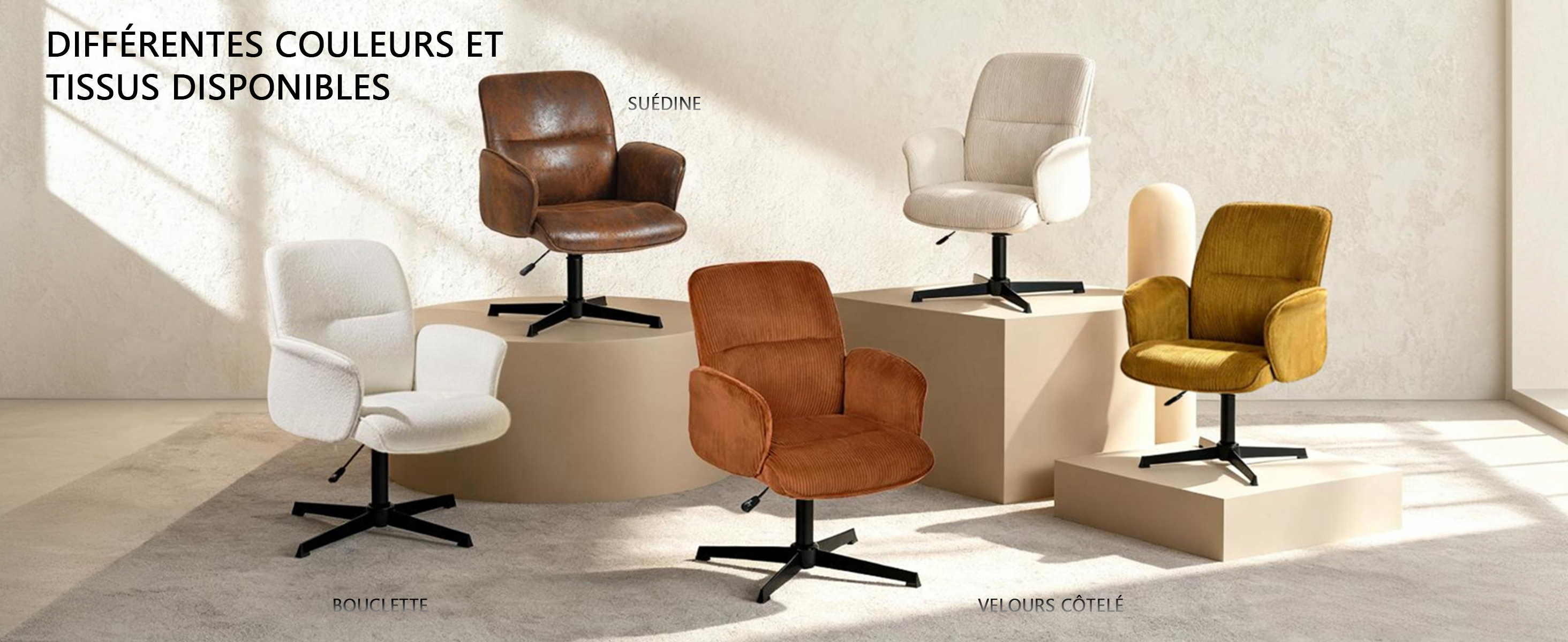 Collection de fauteuils de bureau MEUBLES COSY en velours côtelé