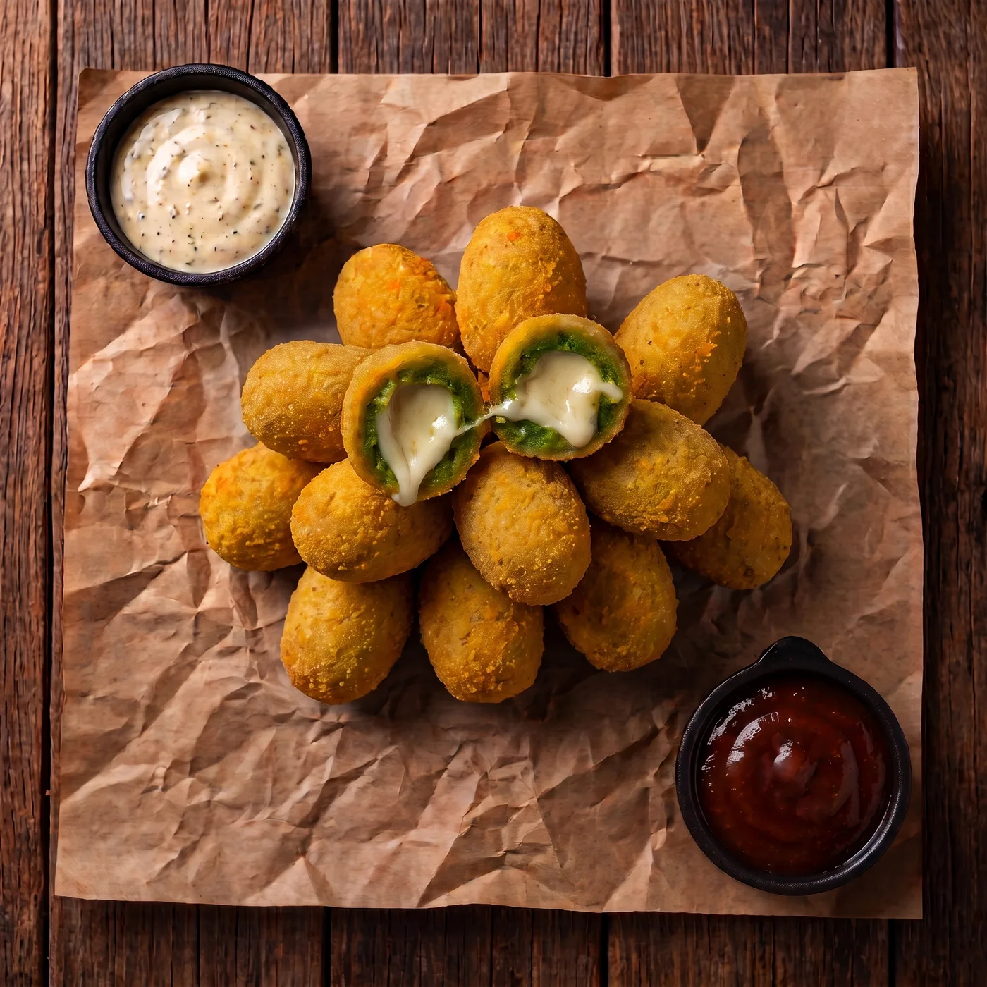 Bites de Espinaca y Queso + Salsa