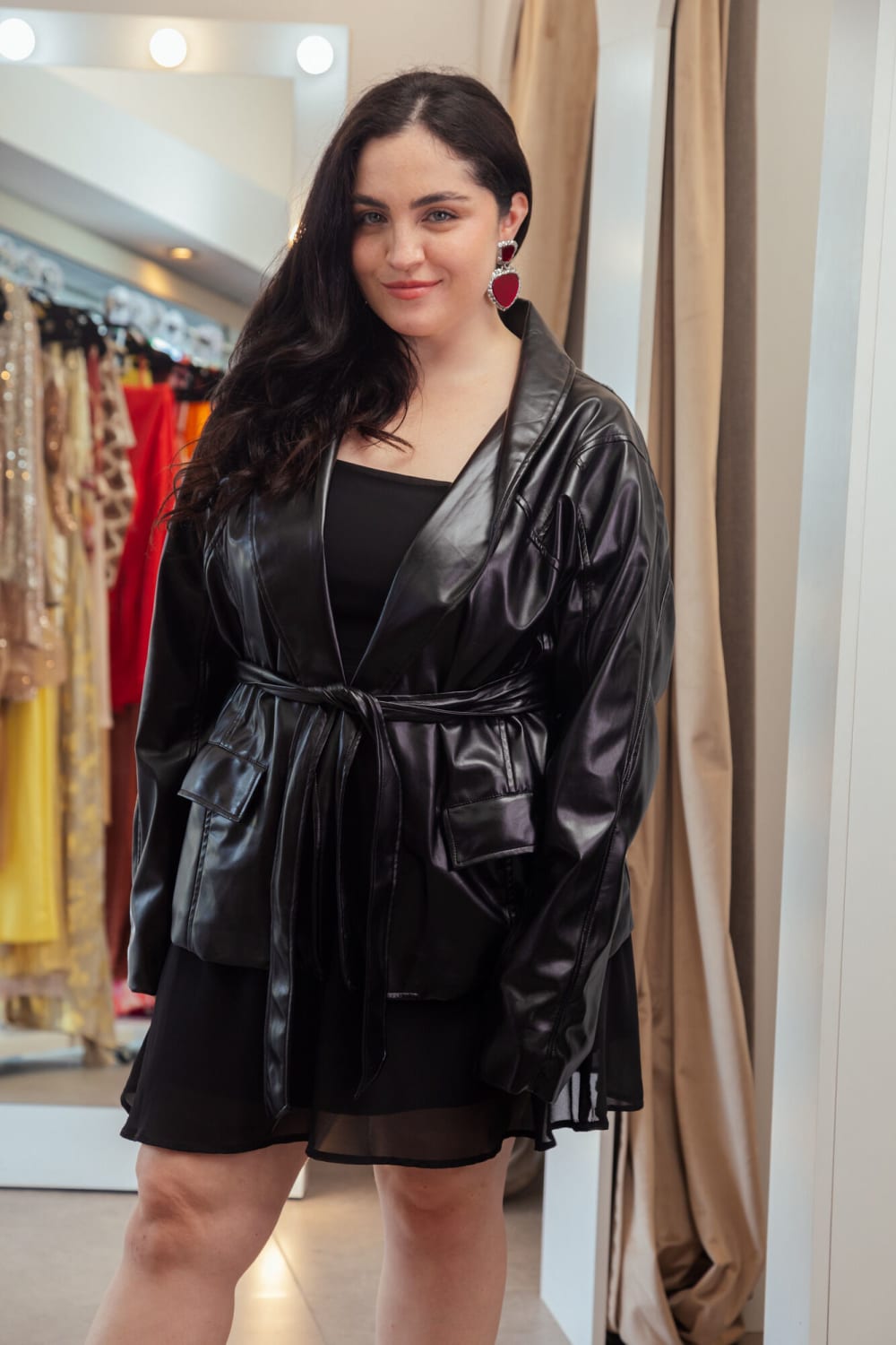 Blazer Cuerina Negro