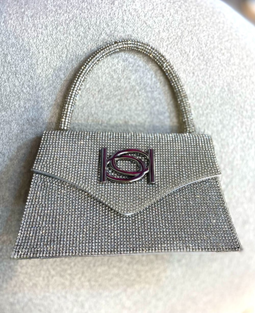 Clutch Oval Blanco Perlas