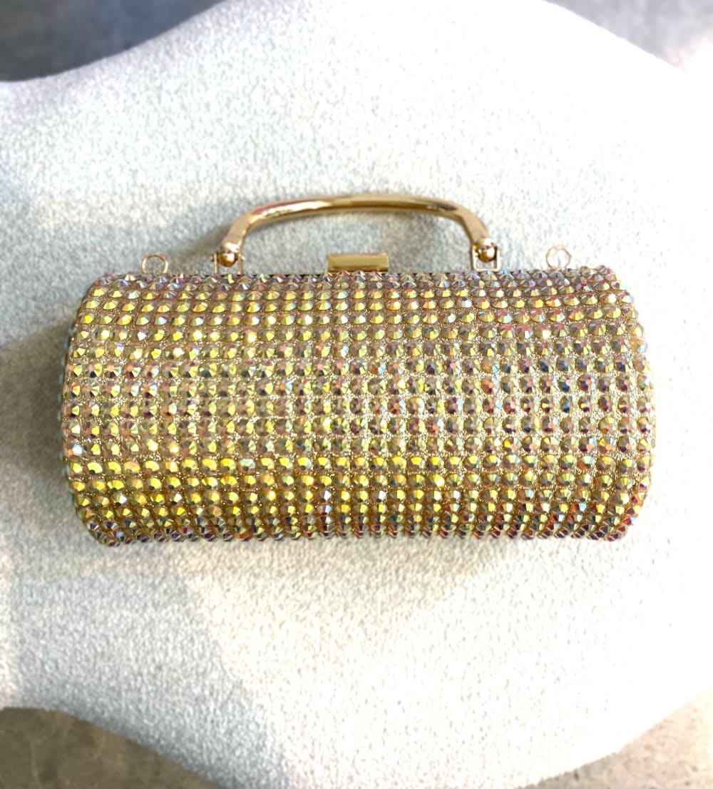Cartera Tubo Dorada Holo