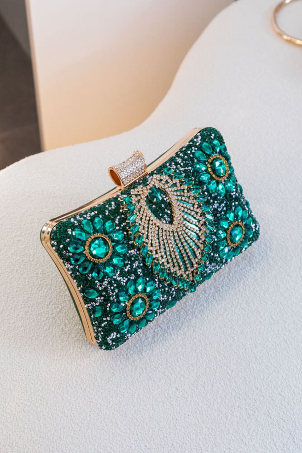 Clutch Verde con Brillos