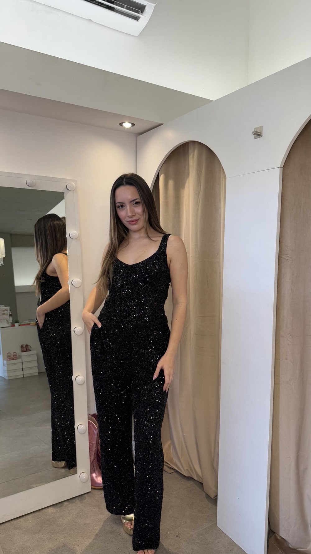 Conjunto Pantalón y Body Negro Full Lentejuelas