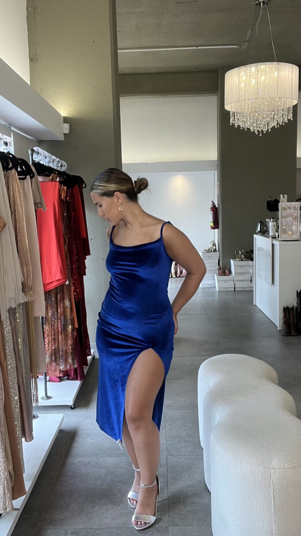 Midi Tajo Terciopelo Azul