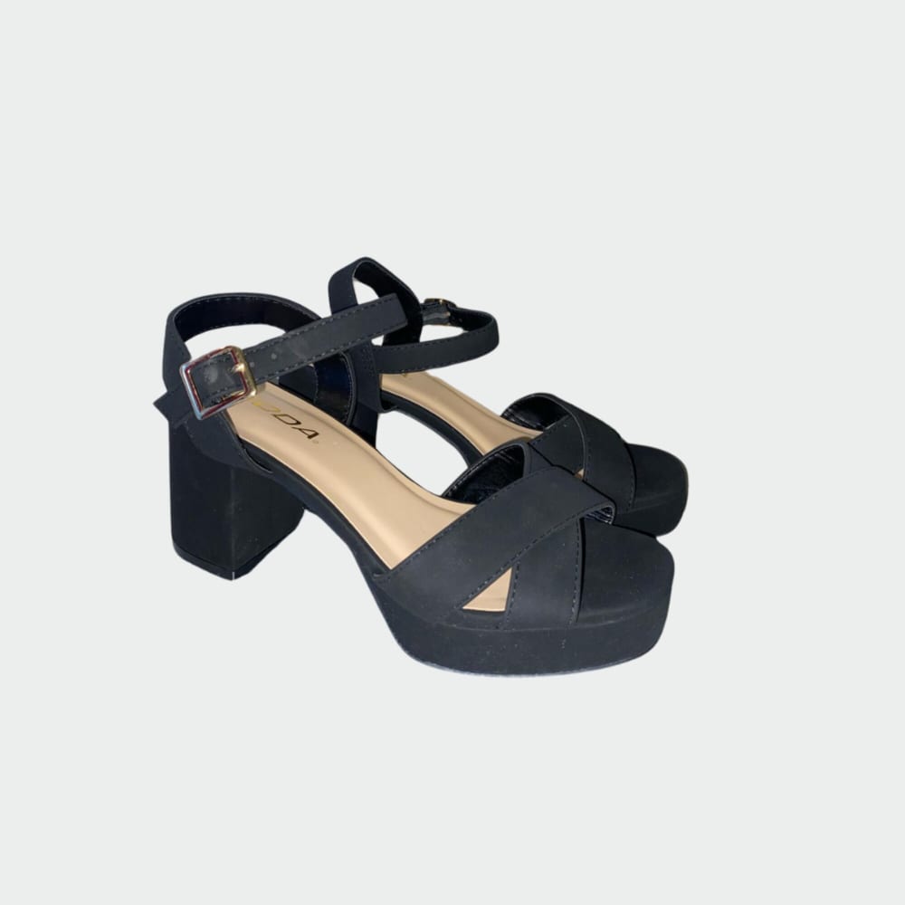 Sandalias Soda Negras Terciopelo Bajas