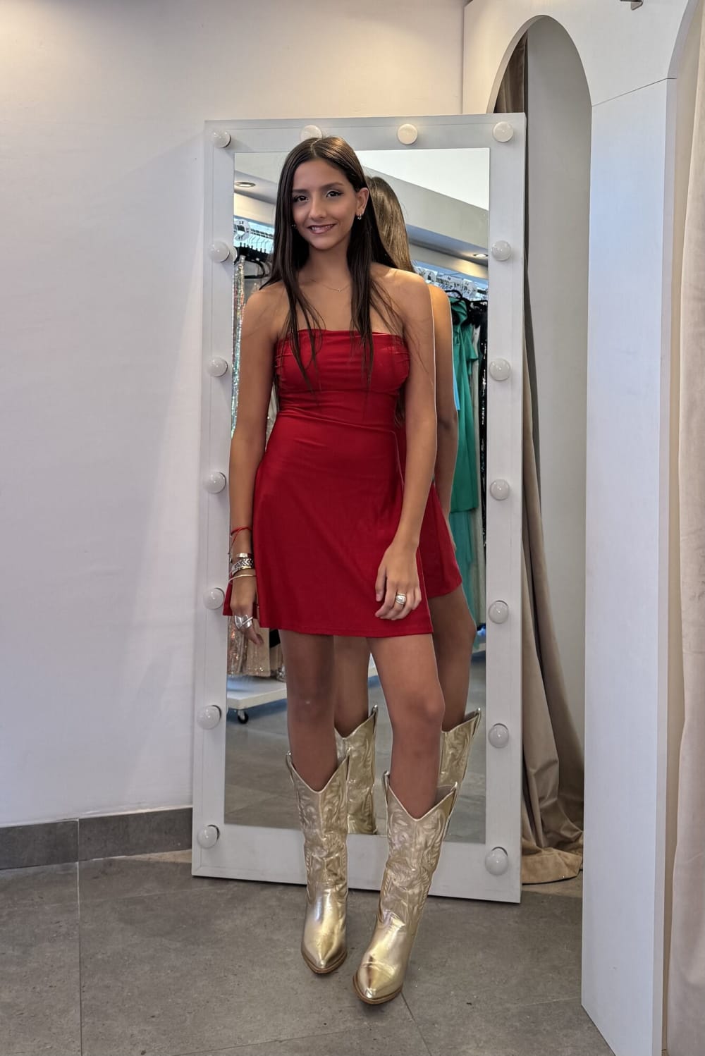 Vestido Corto Rojo Strapless