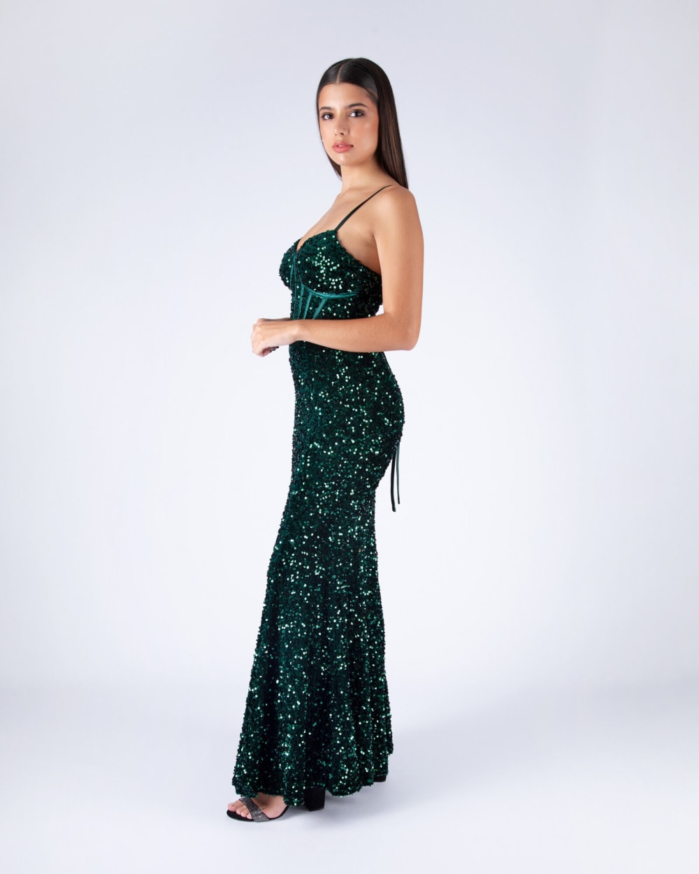 Vestido Largo Verde Full Lentejuelas