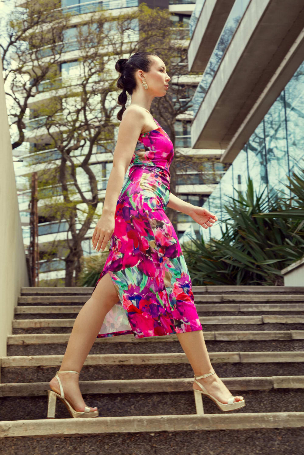Vestido Midi Multicolor Simétrico