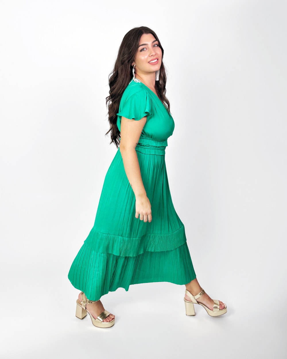 Vestido Verde con Mangas