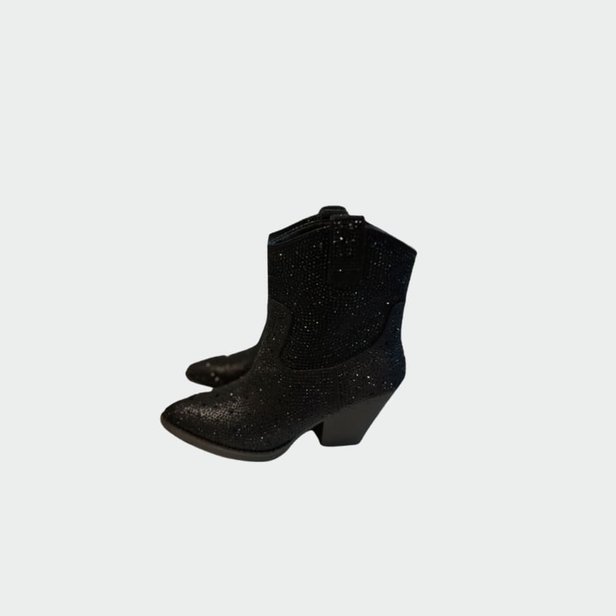 Botas Texanas Cortas Negras con Brillo