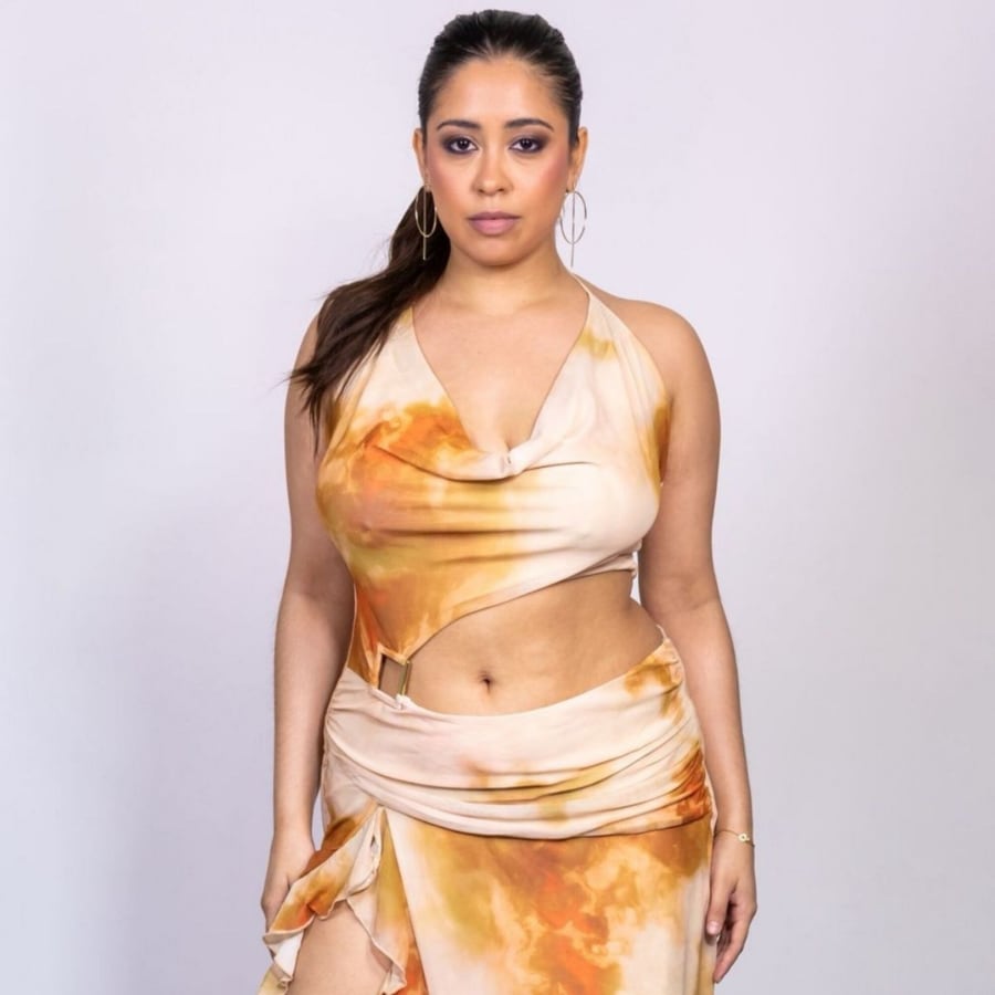 Golden Hour Midi con Estampado Abstracto y Cut Outs