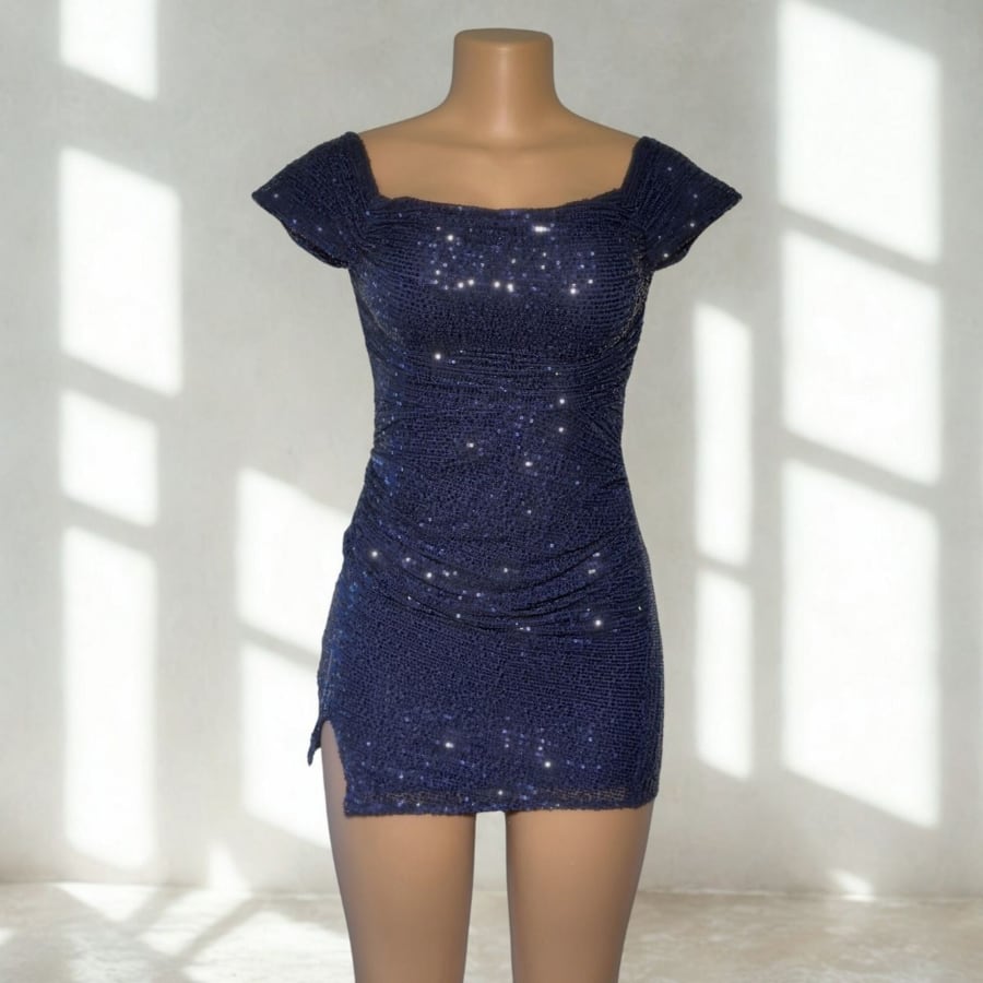 Vestido Constelación — Mini Azul Noche de Lentejuelas