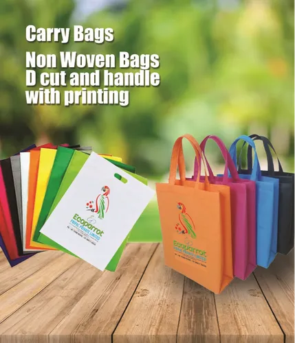 CARRY BAGS NON WOVEN BAGS D CUT AND HANDLE WITH PRINTING