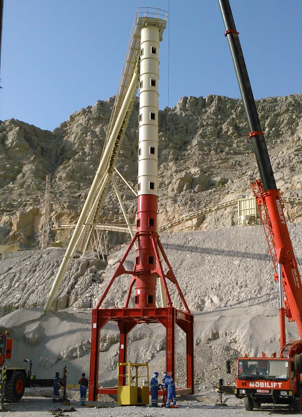 stone ladder in a quarry mine