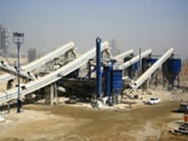 conveyor belts in action on a quarry mining for limestone