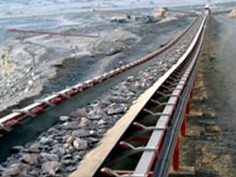 conveyor belt in action with bulk load