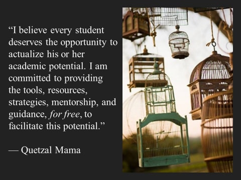 Image of bird houses on a tree with a quote from Quetzalmama.